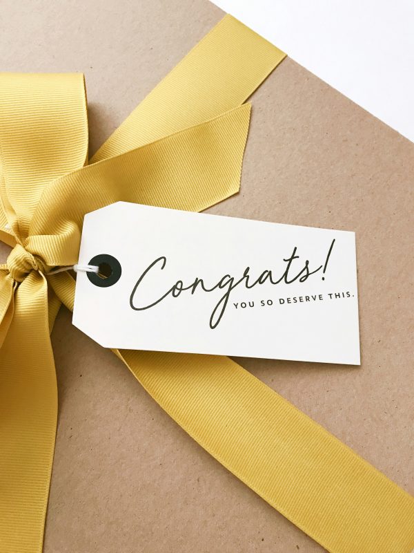 Picture of a gift box with a message - Congrats, you deserve this! - Aude NERESTAN