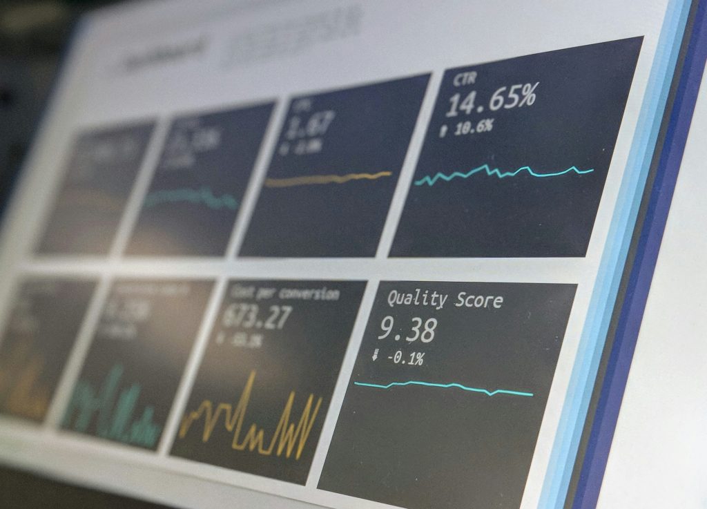 Picture of a scren with data and figures on it